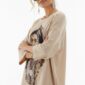 Beiges Oversize Damen Tunika Kleid mit Indianer Print Großhandel (3) (Sanal model)