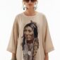 Beiges Oversize Damen Tunika Kleid mit Indianer Print Großhandel