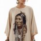 Beiges Oversize Damen Tunika Kleid mit Indianer Print Großhandel
