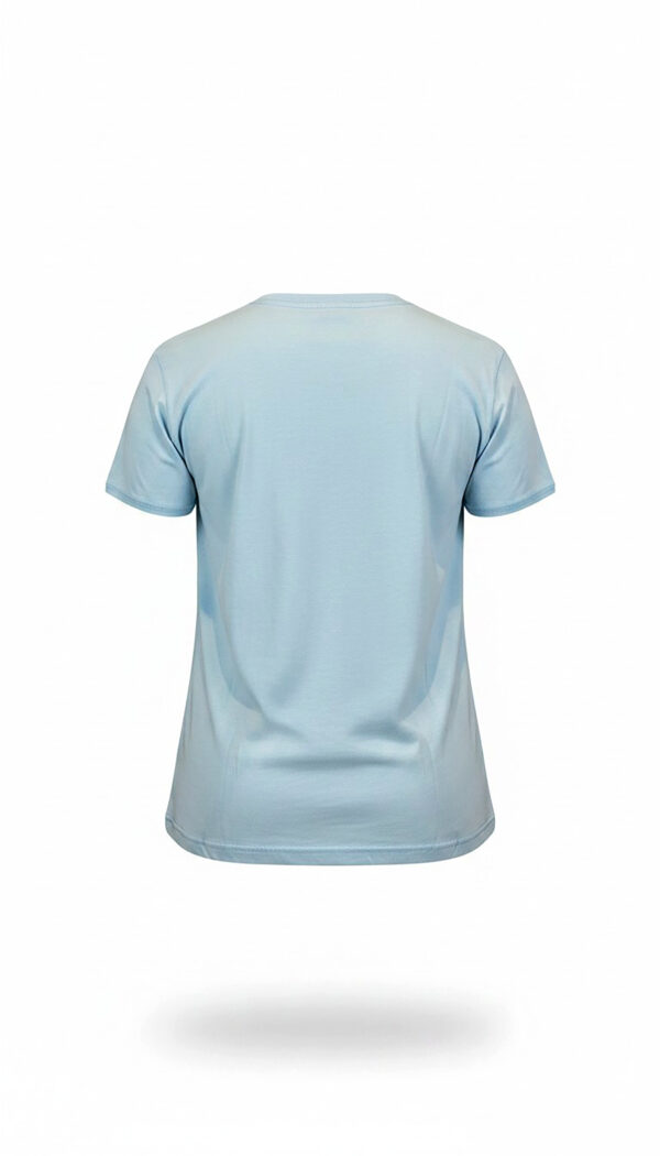 Damen Shirt Hellblau mit Strass & Taschen Print Großhandel Hellblaues Damen Shirt mit Strass und Taschen Print für Großhandel aus Baumwolle