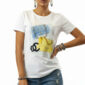 Damen Shirt Weiß mit Strass und Digitaldruck Tasche Print aus Baumwolle mit dekorativen Strassdetails