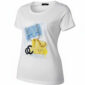 Damen Shirt Weiß mit Strass und Digitaldruck Tasche Print aus Baumwolle mit dekorativen Strassdetails