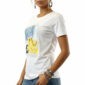 Damen Shirt Weiß mit Strass und Digitaldruck Tasche Print aus Baumwolle mit dekorativen Strassdetails