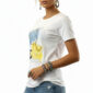 Damen Shirt Weiß mit Strass und Digitaldruck Tasche Print aus Baumwolle mit dekorativen Strassdetails