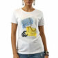 Damen Shirt Weiß mit Strass und Digitaldruck Tasche Print aus Baumwolle mit dekorativen Strassdetails