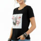Shirt Schwarz mit Strass Damen Shirt mit Fashion Print und dezenten Strassteinen