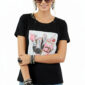 Shirt Schwarz mit Strass Damen Shirt mit Fashion Print und dezenten Strassteinen