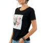 Shirt Schwarz mit Strass Damen Shirt mit Fashion Print und dezenten Strassteinen