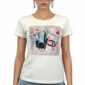 Großhandel Beige Damen Shirt mit Fashion Print und dezenten Strassteinen
