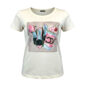 Großhandel Beige Damen Shirt mit Fashion Print und dezenten Strassteinen