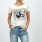 Großhandel Beige Damen Shirt mit Fashion Print und dezenten Strassteinen