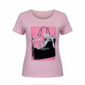 Großhandel Rosa Boutique Shirt mit Fashion Print und Strassteinen vorne