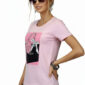 Großhandel Rosa Boutique Shirt mit Fashion Print und Strassteinen vorne