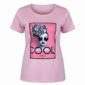 Rosa Damen Shirt mit Fashion Print und dezenten Strassteinen vorne