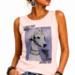 Detail Hunde Print mit Strass rosa Damen Top Großhandel