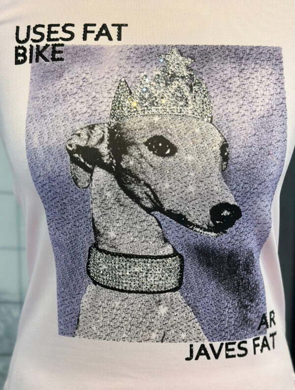 Hunde Print Strass Detail Damen Top Detail Hunde Print mit Strass rosa Damen Top Großhandel