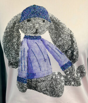 Rosa Damen Top Großhandel Teddy Print Detail Strass