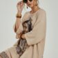 Beiges Oversize Damen Tunika Kleid mit Indianer Print Großhandel