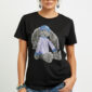 Schwarzes Damen Shirt Großhandel mit Teddy Print und Strass im LOT für Boutique Mode