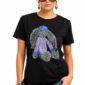 Teddy Print mit Strass auf schwarzem Damen Shirt Großhandel Detailansicht