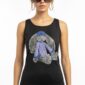 Schwarzes Damen Tank Top mit Strass Hund Print Großhandel Vorderansicht