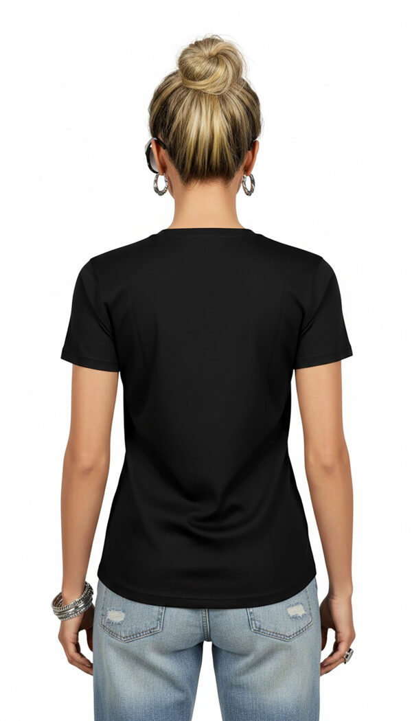 Damen Shirt Schwarz Rückansicht Schwarzes Damen Shirt aus Baumwolle Rückansicht