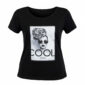 Shirt Schwarz mit Strass Damen Shirt mit Cool Fashion Print und dezenten Strassteinen
