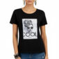 Shirt Schwarz mit Strass Damen Shirt mit Cool Fashion Print und dezenten Strassteinen
