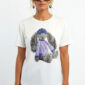 Weißes Damen Shirt Großhandel mit Teddy Print und Strass Vorderansicht