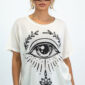 weißes oversize damen t shirt mit strass auge print