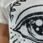 weißes oversize damen t shirt mit strass auge print