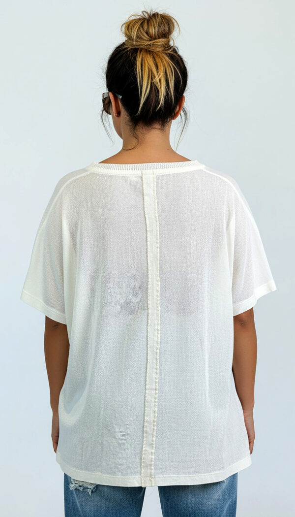 Weißes Oversize Damen T Shirt mit Strass Auge Print weißes oversize damen t shirt mit strass auge print