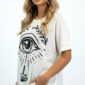 weißes oversize damen t shirt mit strass auge print
