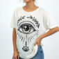weißes oversize damen t shirt mit strass auge print