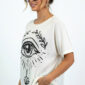 weißes oversize damen t shirt mit strass auge print
