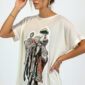 Weißes Oversize Damen T Shirt mit Strass Elefant Print Großhandel