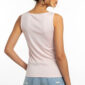Rückansicht eines weißen Damen Tops aus Polyamid und Elastan