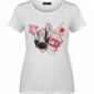 Weißes extravagantes Damen Shirt mit Strasssteinen und Fashion-Digitaldruck für stilbewusste Frauen ab 40