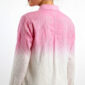 Bestickte Baumwollbluse mit Farbverlauf und Strass in Rosa-Weiß