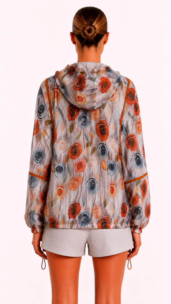 Bunte Blumenjacke Großhandel, Kapuze mit Strassblüten und Glitzertropfen, Oversize (4) Bunte Blumenjacke Großhandel, Oversize Kapuzenjacke mit Rosenprint, Glitzertropfen und Strassblüten, rosemodee.de