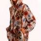 Bunte Blumenjacke Großhandel, Oversize Kapuzenjacke mit Rosenprint, Glitzertropfen und Strassblüten, rosemodee.de