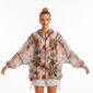 Bunte Blumenjacke Großhandel, Oversize Kapuzenjacke mit Rosenprint, Glitzertropfen und Strassblüten, rosemodee.de