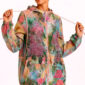 Bunte Katzenjacke Großhandel, Oversize Kapuzenjacke mit Blumenprint, versteckten Katzenmotiven und Strassrosen, rosemodee.de