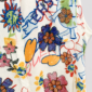 Buntes Strasshemd Großhandel, Oversize Hemd mit Doodle Print, Future Schriftzügen und Strasssteinen, rosemodee.de