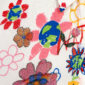 Buntes Strasshemd Großhandel, Oversize Hemd mit Doodle Print, Future Schriftzügen und Strasssteinen, rosemodee.de