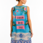 Chinoiserie Tunikakleid Großhandel, Affenmotiv mit Strasssonnenschirm, Strassbank und mediterranem Fliesensaum, rosemodee.de