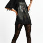 Dark Queen Strass Oversize Shirt Schwarz mit Gothic Print und hochwertigen Strassteinen