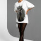 Dark Queen Strass Oversize Shirt Weiß mit Gothic Print und hochwertigen Strassteinen