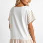 Elegantes Oversize Shirt mit Fashion Lady Print und Strassdetails in Beige-Weiß