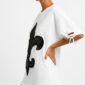 Fleur-de-Lis Strass Oversize Shirt Weiß mit Lilienwappen und hochwertigen Strassteinen
